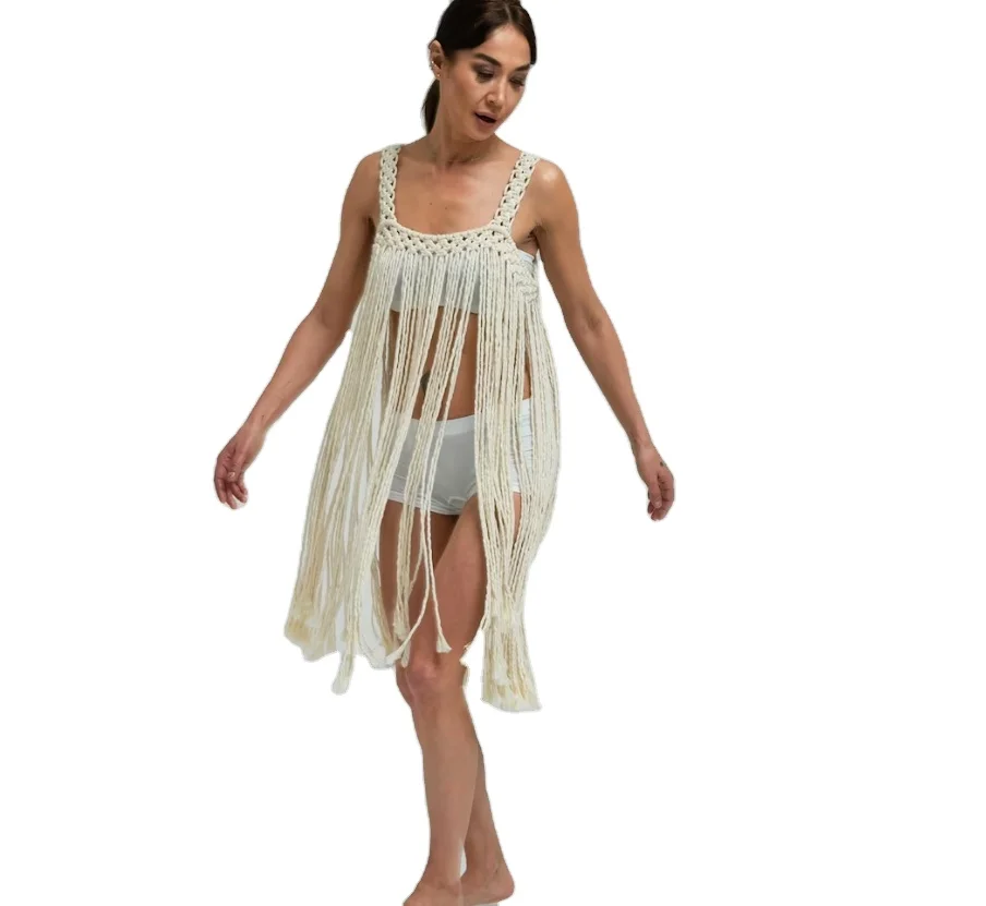 Tassel Dress macrame swimwear festival costume  Beach wedding dress Macrame dress festival outfit