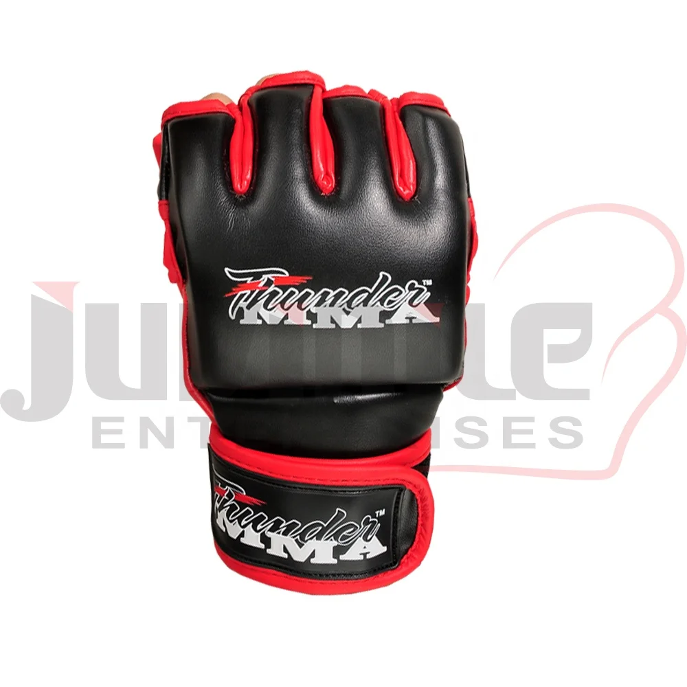 Custom Logo PU MMA Sparring Boxing Gloves red and black half finger gloves weight lifting OEM ODM manufacturer