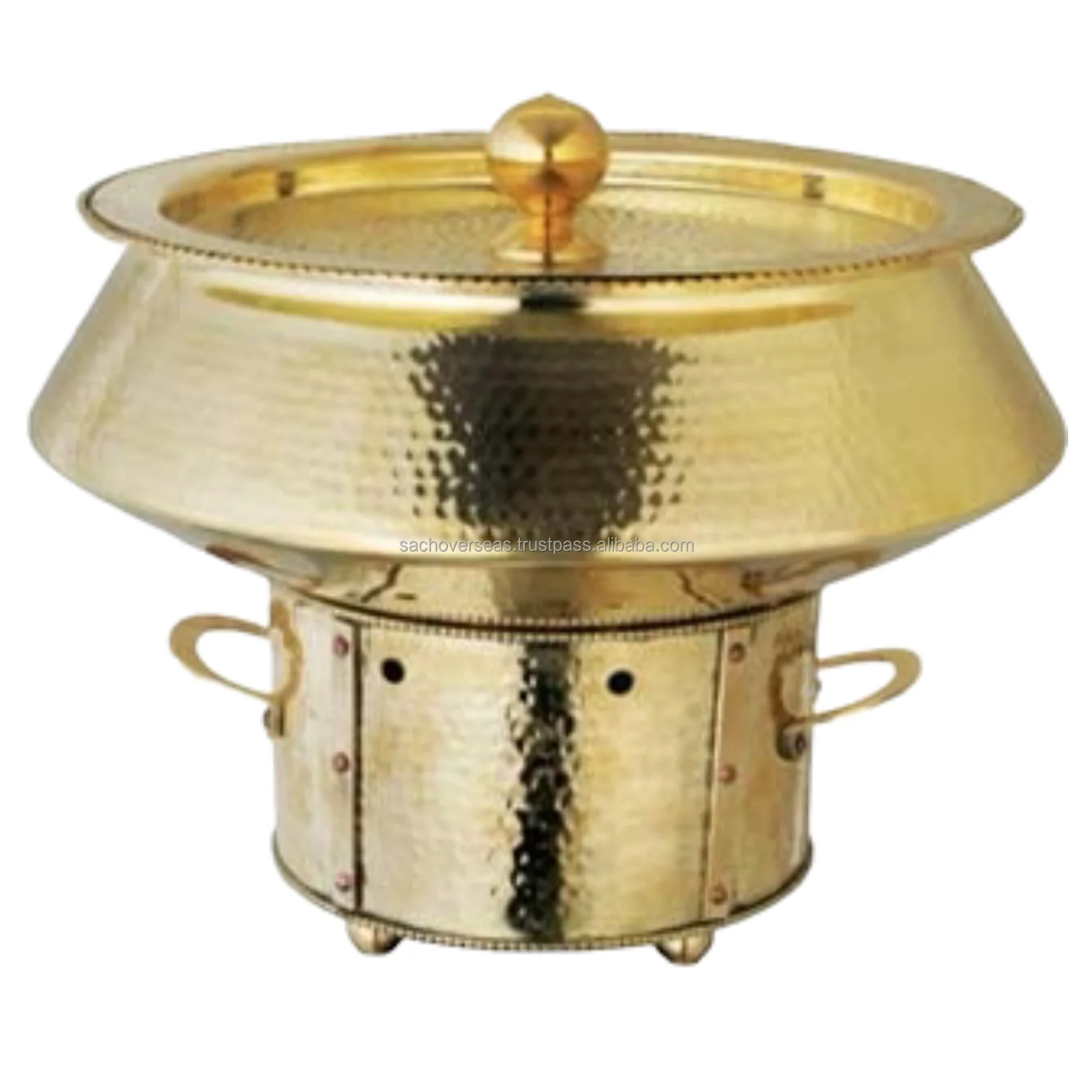 Easy Cleaning and Durable Floral Carving Deluxe Gold Polish Metal Chafing Dish, 8L