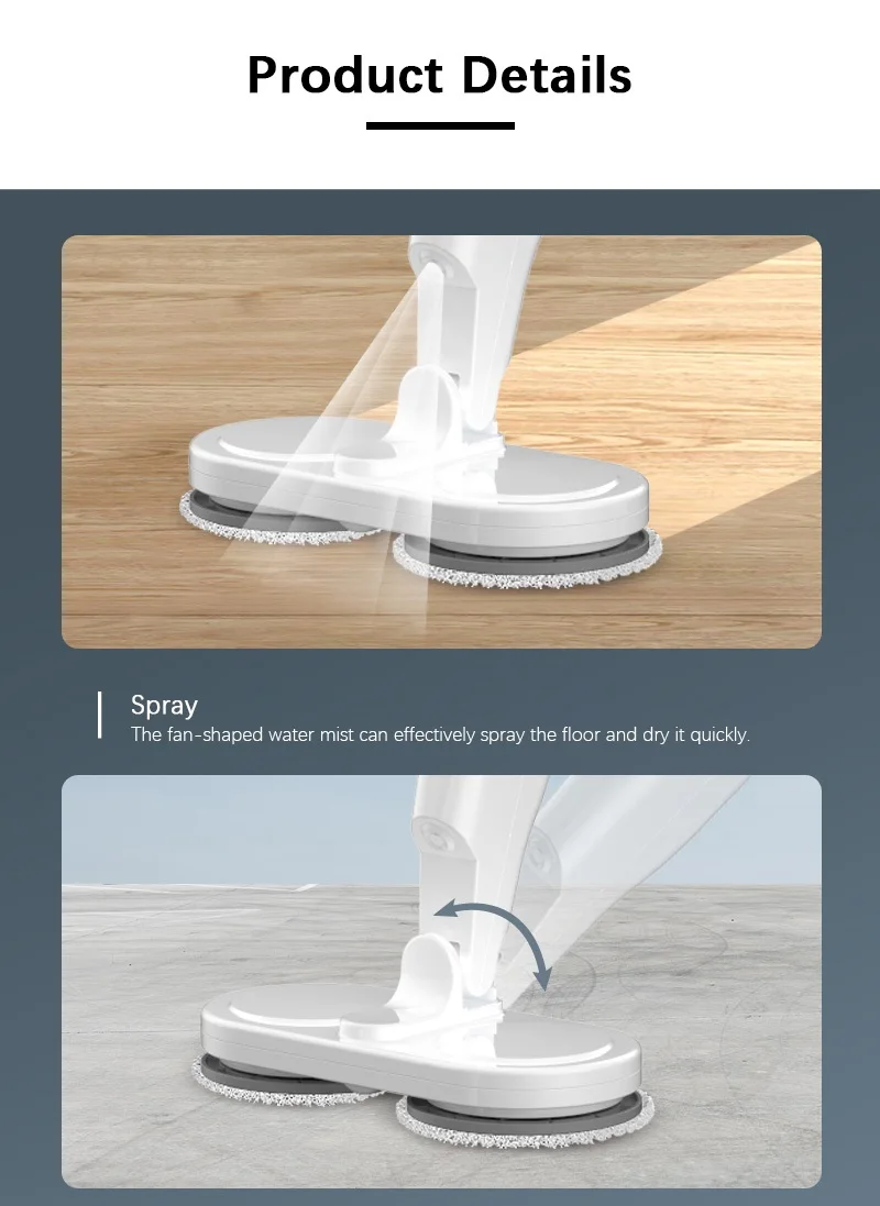 2024 New  lightweight wireless  rotating low-noise electric cleaning mop rechargeable handheld cordless electric mop