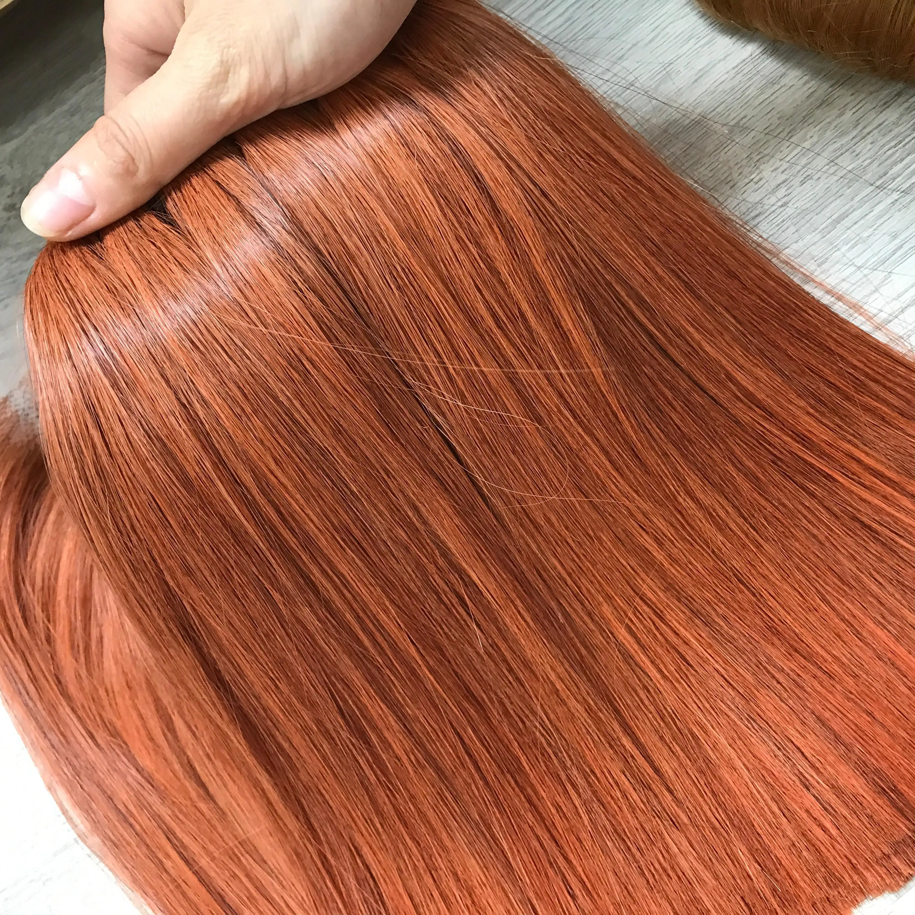 Orange Bone Straight Virgin Human Hair Bundles Unprocessed Genius Weft Raw Vietnamese Hair Black Women Soft HD Styles Cheap