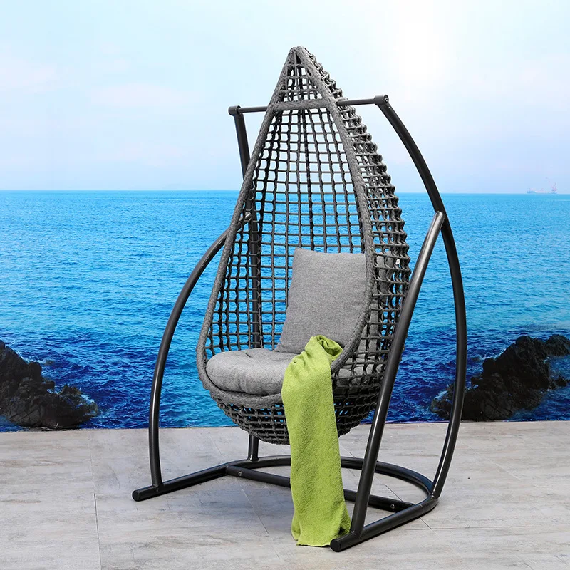 New design Living room outdoor hanging egg chair rattan wicker patio swings with cushion
