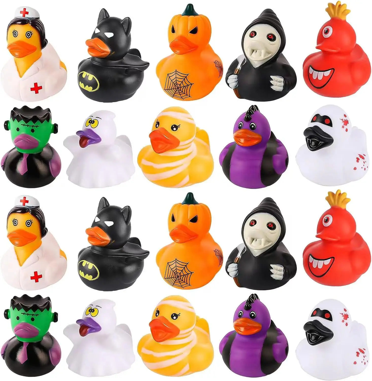 Hot sale 24pcs Bath Toys Assorted 2 Inch Rubber Ducks Promotional Gifts Halloween Rubber Ducks Halloween Decorations