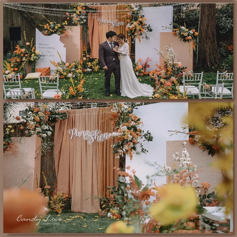 Fabric Milk Silk Wedding Arch Backdrop Drape Valance Stage Veil wedding Ceiling Decoration Hanging Decor Fabric