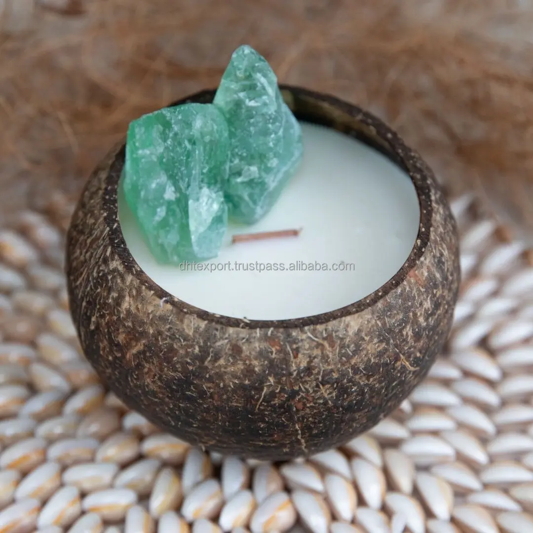 High quality set soy wax scented candles coconut/candle holder coconut /Coconut candle with Palm wax candle coconut shell