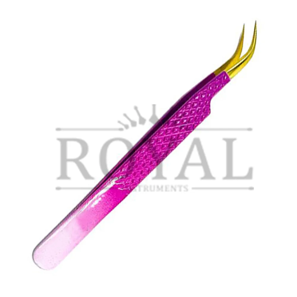 Round Volume Tip Lash Extensions Isolation Tweezers Beautiful Printed Designed Eyelash Extension Tweezers