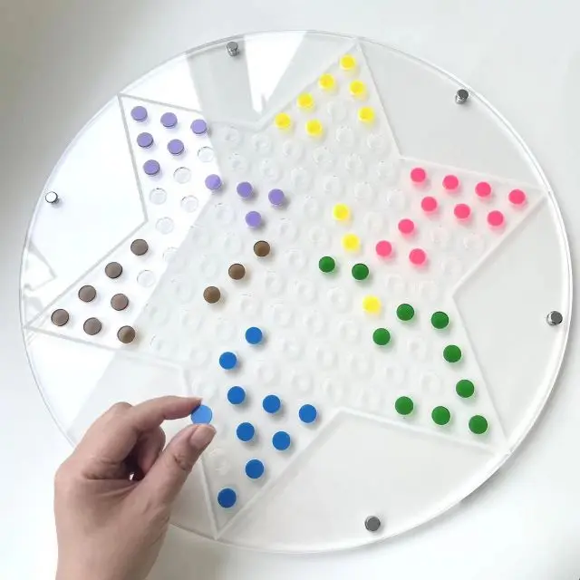 Colorful Chinese Checkers Set Kids Educational Board Game Classic Acrylic Chinese Checkers Strategy Family Game
