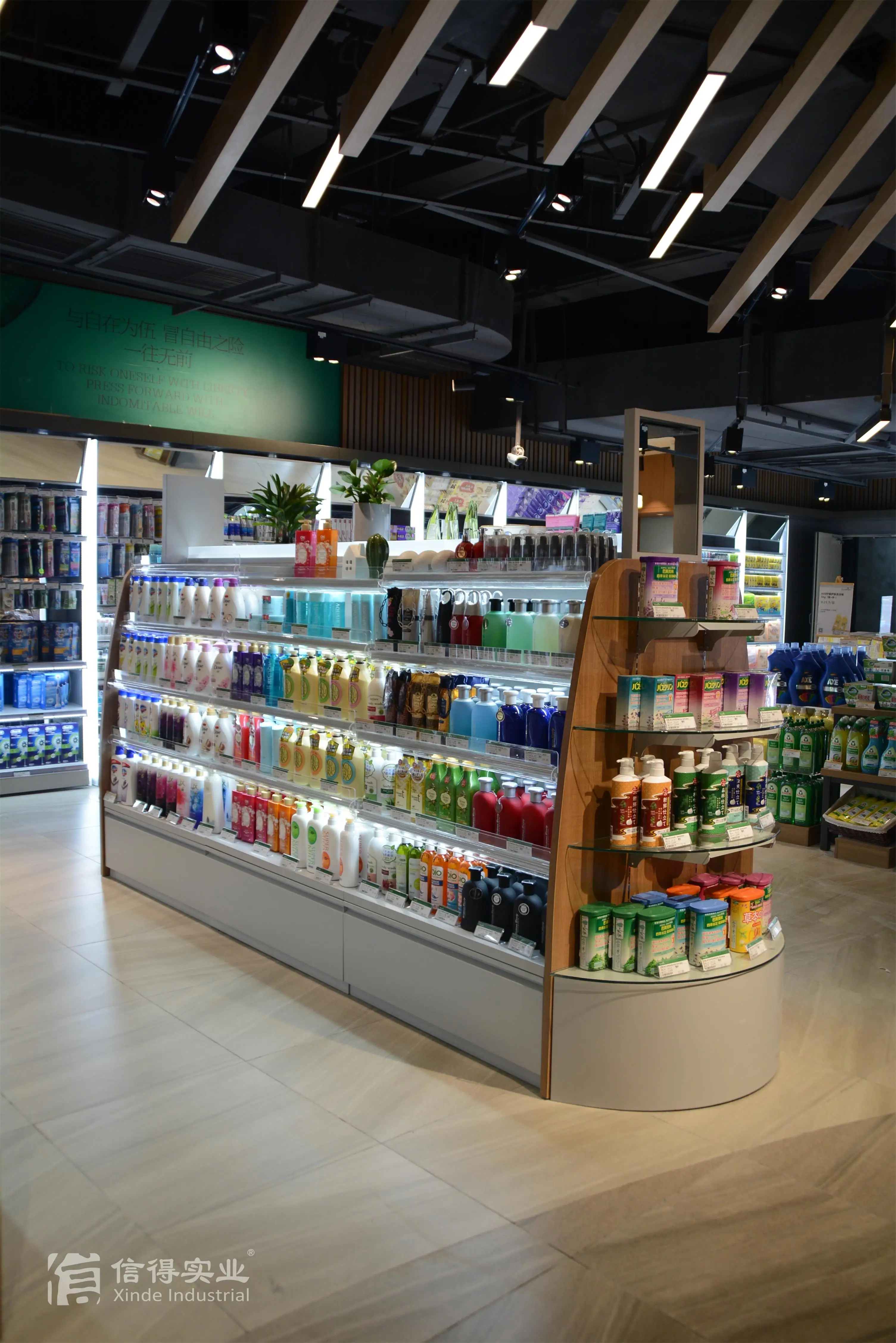 Popular Wooden Fruits And Vegetable Display Shelf Steel Wooden Combined Shelf Supermarket Steel Wood Shelf