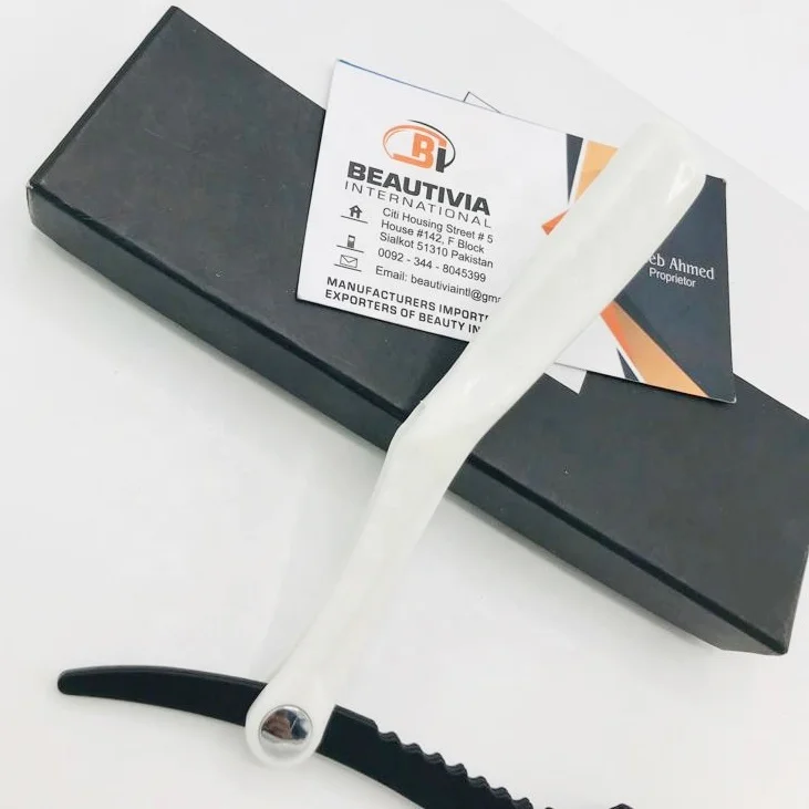 Plastic Handle Barber Shaving Razors Straight Cut Throat Shavette Rasoi Folding Knife