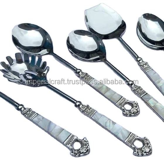 TOP RANKING MOTHER OF PEARL AND STAINLESS STEEL SPOON AND FORK SET BEST DESIGN MOP BABY DINNER AND TABLE SPOONS AND FORK