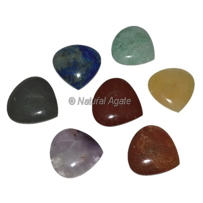 Natural healing genuine stone chakra products for meditation dengshui Crystal Quartz Oval Chakra Set for sale