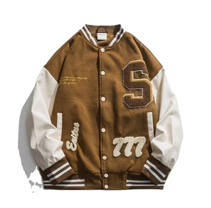 Premium Baseball School College Bomber Varsity Jacket Purple & Gold Genuine Leather Sleeves Letterman APL-200101