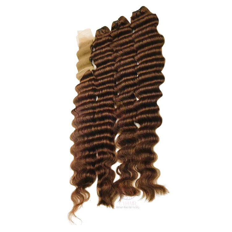 Red Wine Ombre Deep Wave Human Hair Bundles Double Drawn Vietnam Hair Weave Wholesale Price