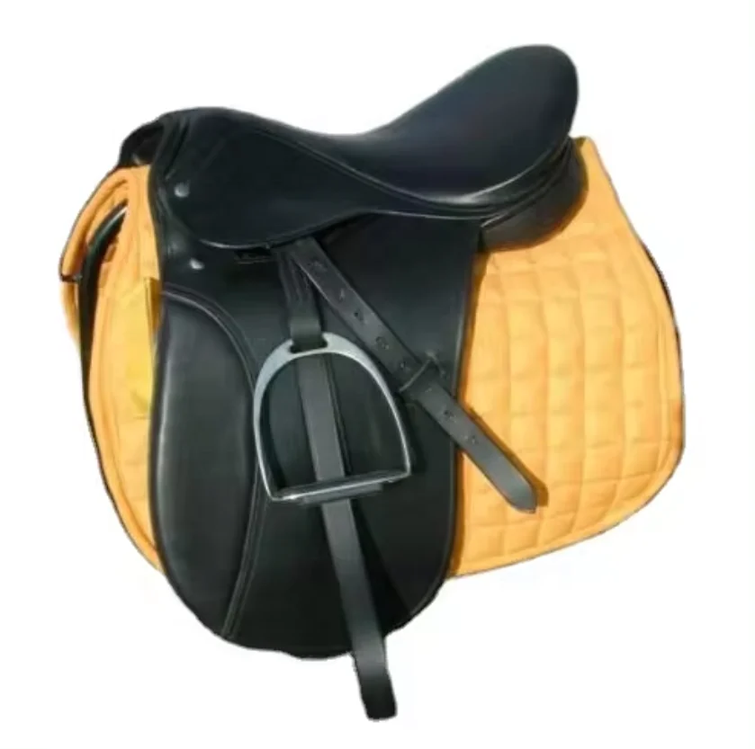 Wholesale genuine Leather horse riding Dressage Saddle with stirrup strap girth with custom logo color