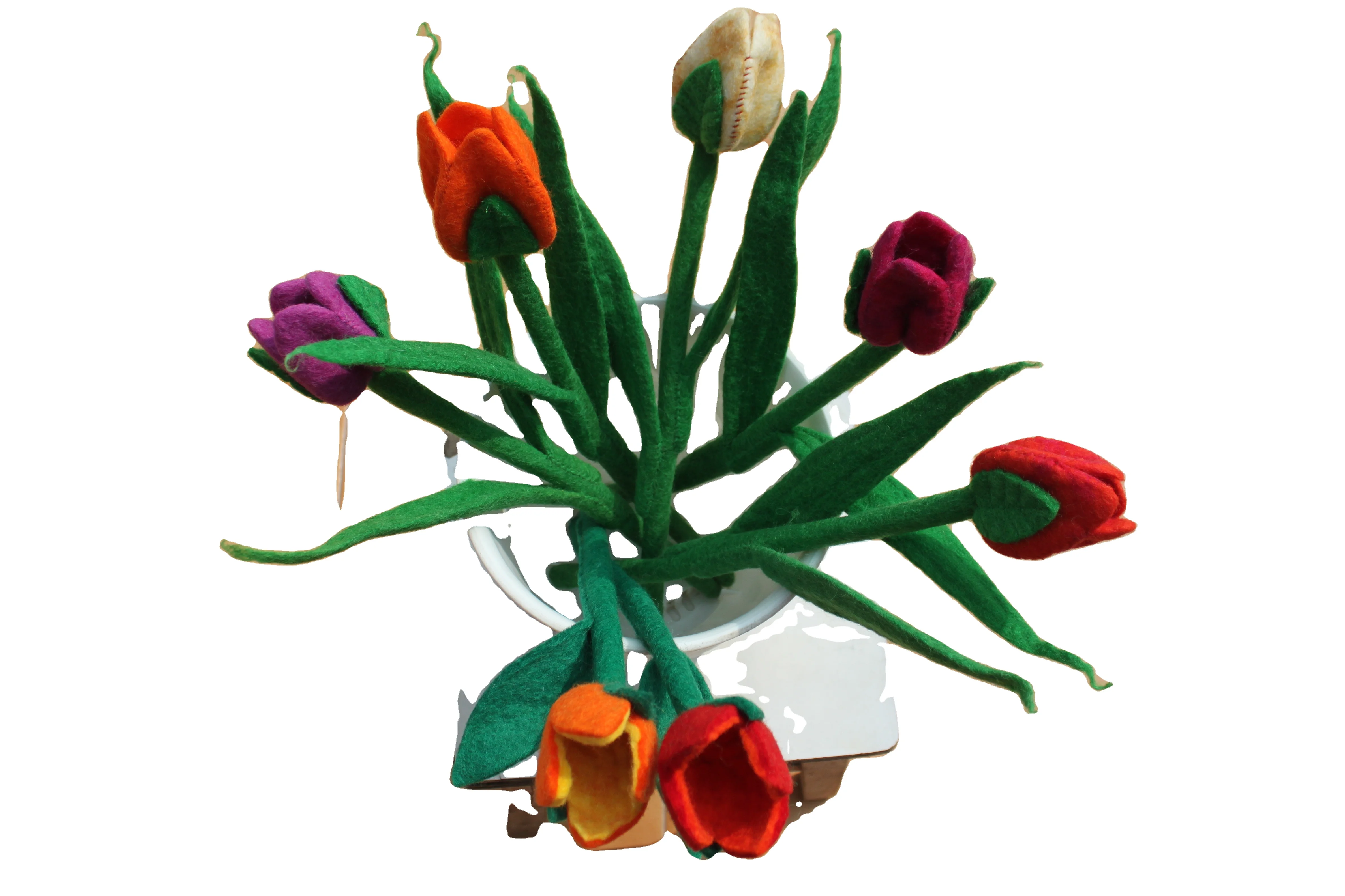 Handmade Nepali Felt Decorative Artificial Flower Fake Plants Wedding Bridle Bouquet Indoor Outdoor Home Kitchen Office Table