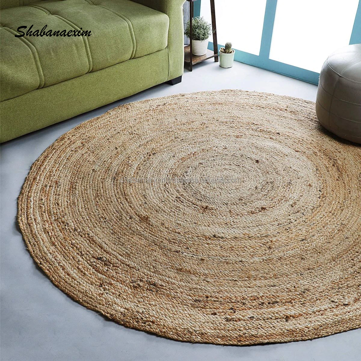 Wholesale Braided Jute Rug Handwoven Bedroom Jute Carpet Custom Hand Printed Floor Rug