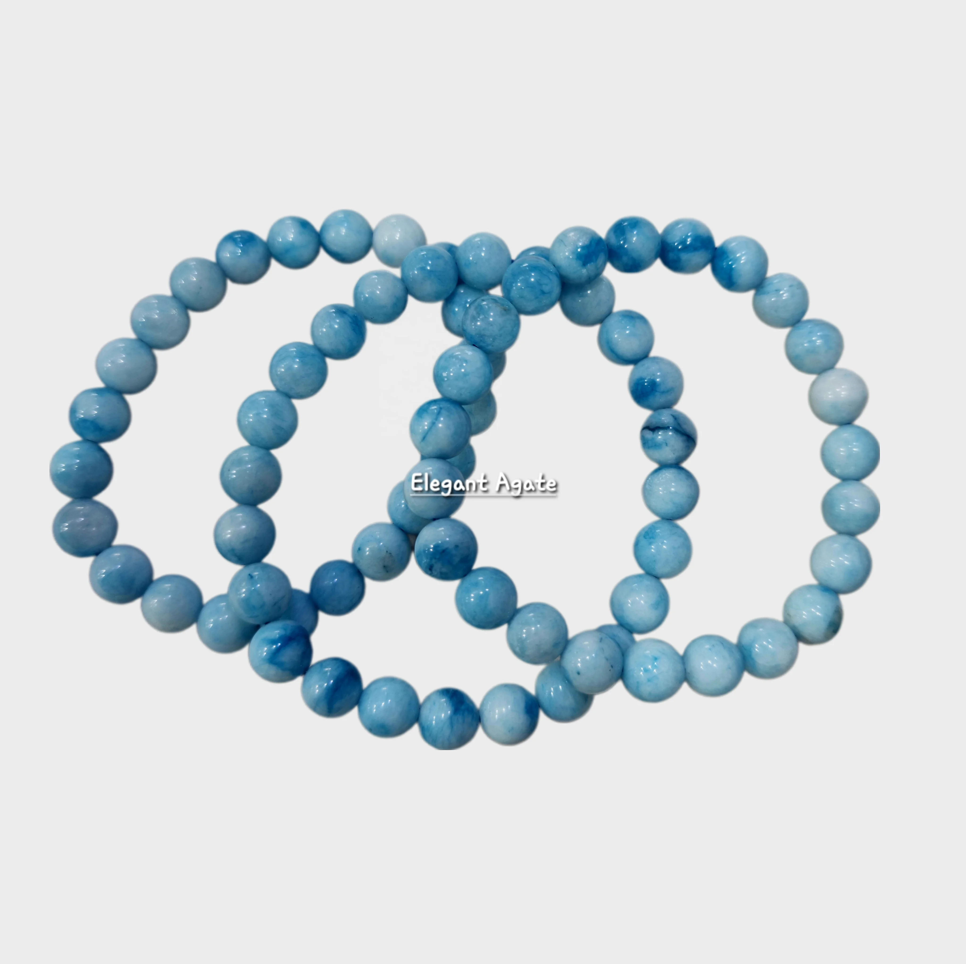 WHOLESALE NATURAL LARIMAR BRACELET BEAUTIFUL GEMSTONE BLUE LARIMAR ROUND BEAD ELASTIC BRACELETS  FOR HEALING JWELLREY MEDIDATION