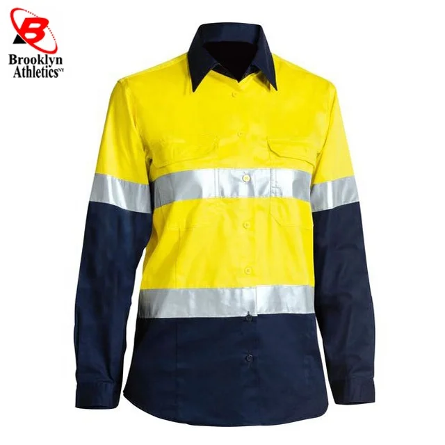 100% cotton Reflective Shirt For Men Workwear Hi Vis shirts Safety Clothing Working Clothes