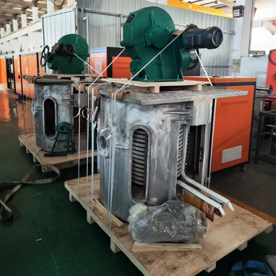 1T iron induction melting furnaces for metal smelting steel industrial tilt induct melt foundry oven machine