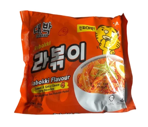 Korean Instant Noodle Food Daebak Rabboki Pack Ramyon Spicy Fried Ttoekbboki Ramyeon Flavor Halal Amazon Best