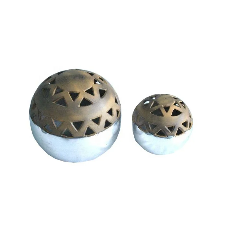 Simple Decorative Hollow Out Aluminium Balls Brown & Silver Color Handicraft Supplier From India