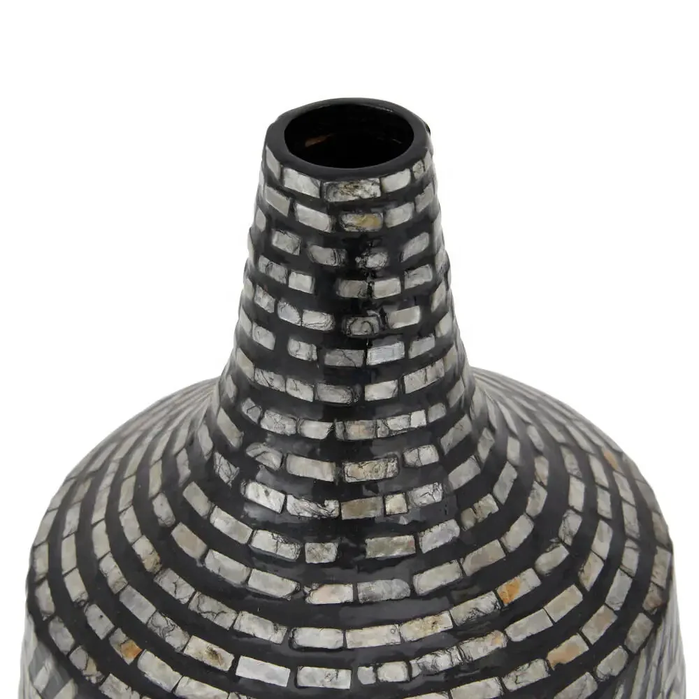 Manufacturer high quality black shell contemporary vase capiz vase decor tabletop flower vase mother of pearl inlay for home