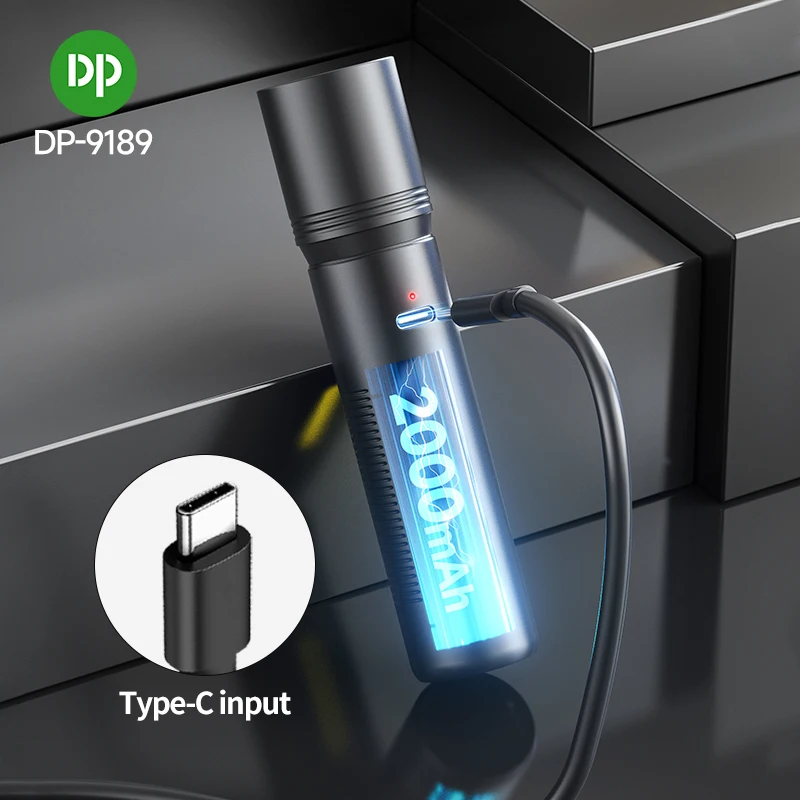 DP 2 в 1 мини-фонарик COB Type-C перезаряжаемый литий-ионный аккумулятор стробоскоп