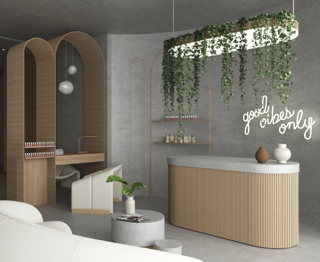 Современный деревянный стиль украшения салона Маникюр бар мебель горячие продажи салон