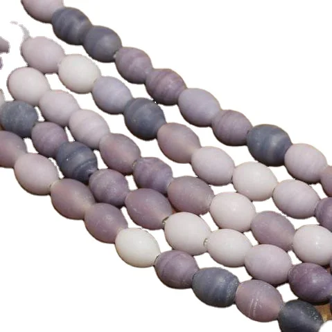 New Rainbow Beads Factory Direct Sale Glass Beads at Market Price Strings Garnet Matte Finish Oval Glass Beads 10x8mm - Grey Loo