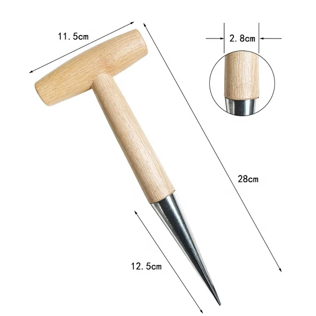 T-type garden drill wooden handle tool seed transfer drill garden planting tool garden hole drill tool auger soil planter