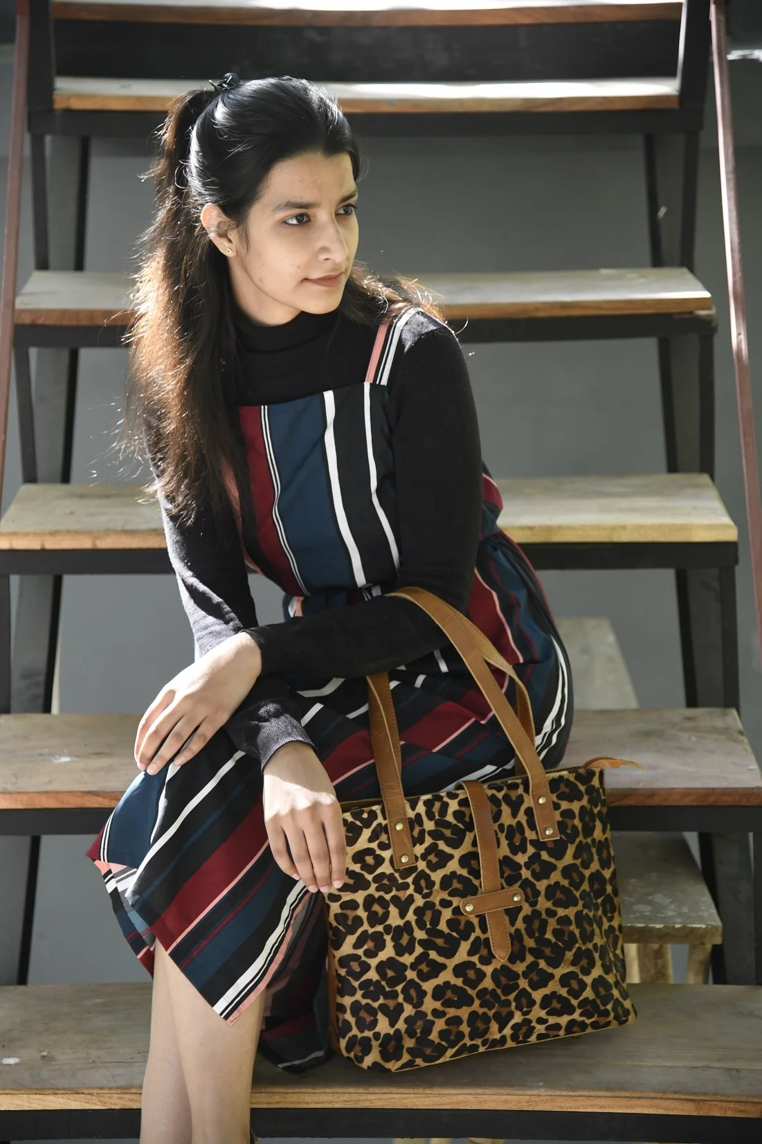 Pony Hair Leopard Prints Brown Cow hide calf cowhide bag purse leather handbags purses money Cow fur Tote bag