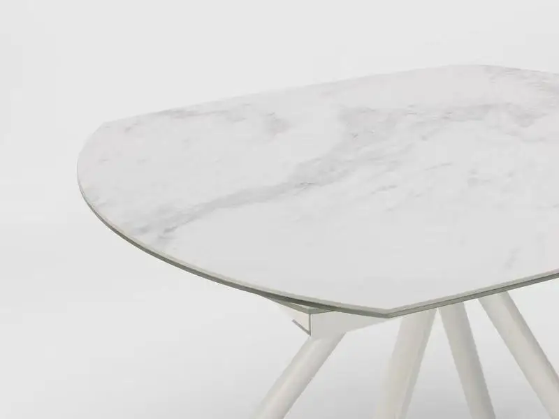 Sintered Stone Top Metal Legs Nordic Modern Extension Extendable Rectangular Dining Table