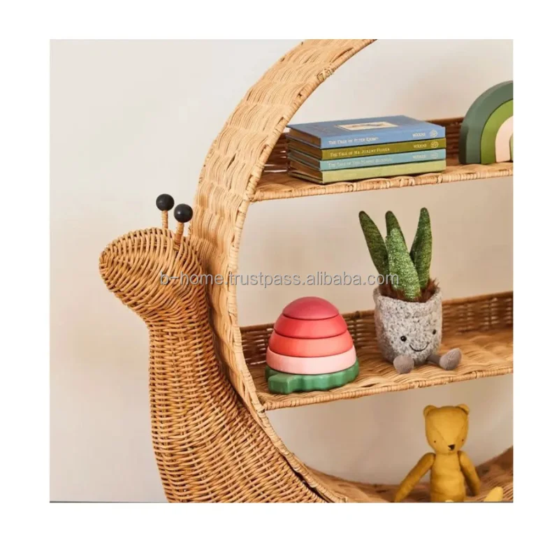 Best Choice Wholesale Handmade Natural Rattan Snail Shelf Woven Wicker Shelf Decoration for Baby Room Direct from Vietnam