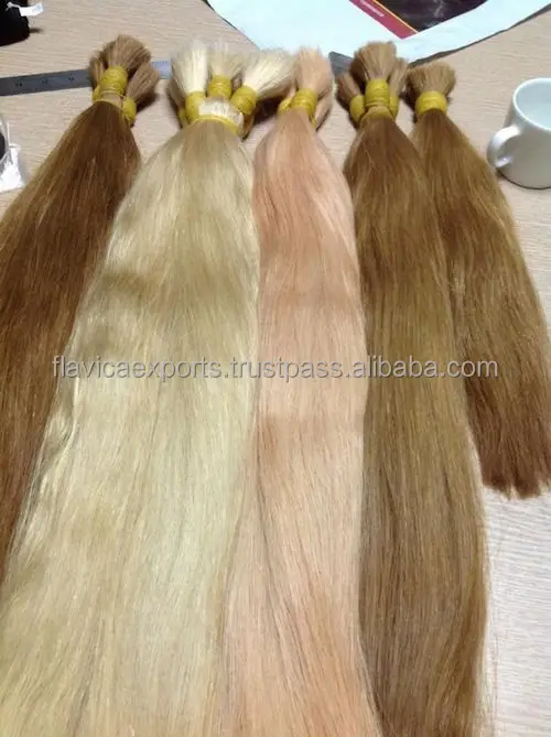 Russian / Slavic Hair Bulk From Indian Factory Single Donor Unprocessed Virgin Hair Extensions Dark Brown to Blonde Color