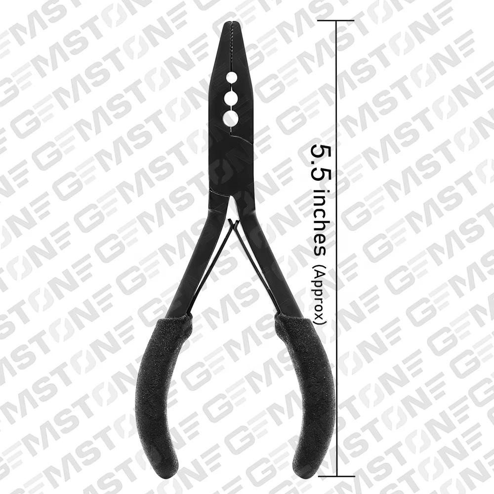 Professional Stainless Steel Iron Micro Ring Beads Removal Closer Multi-Function Black Keratin Hair Extension Plier Tool Plastic