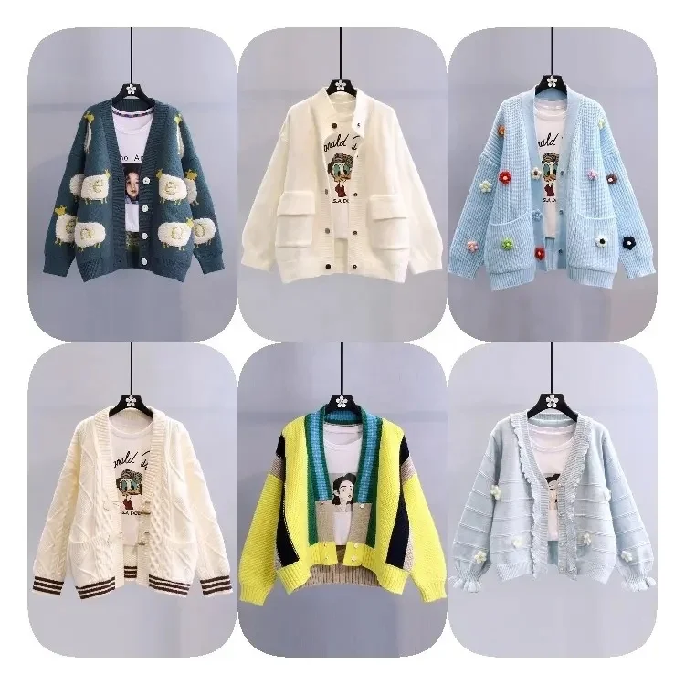 Korean sweater super large knitted pullover cross elegant bow sweater loose solid color fashion winter sweater women