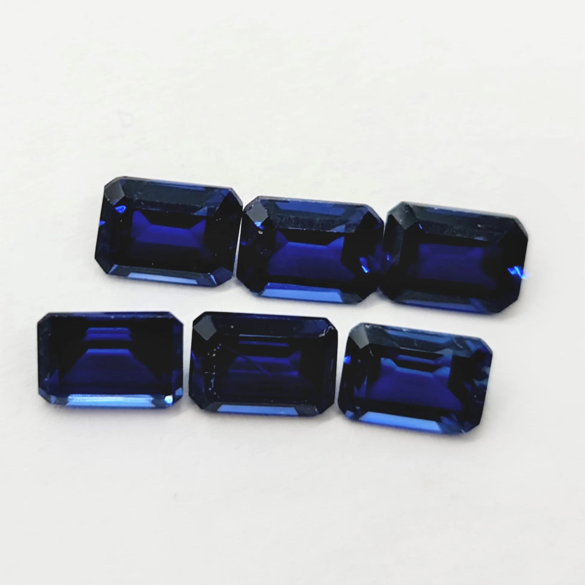 Loose Created Blue Sapphire Gemstone Emerald Cut Or Octagon Cut Or Step Cut Made On Custom Orders In Wholesale Prices In all Oth