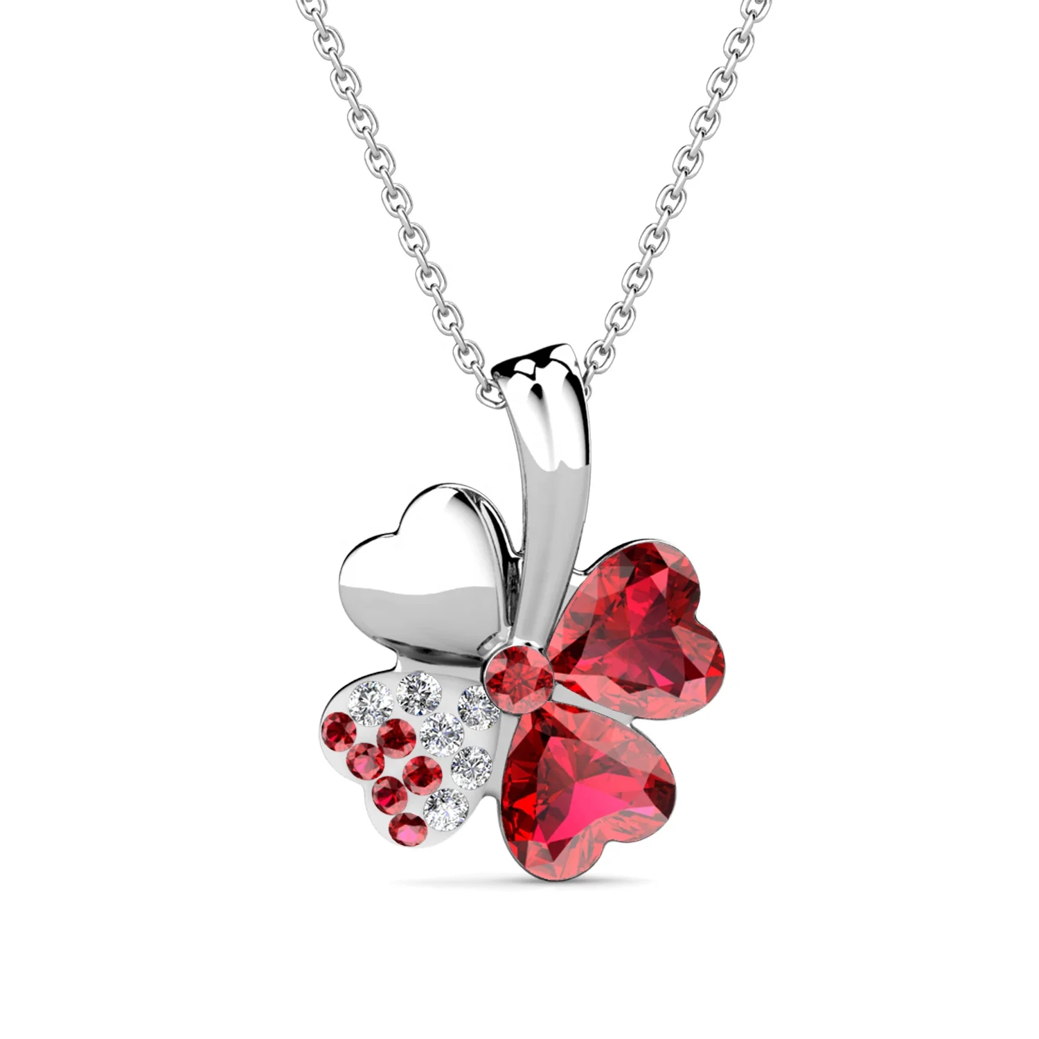 925 Sterling Silver Premium Austrian Crystal Jewelry Hot Product Flower Pendant Four Leaf Clover Necklace Destiny Jewellery