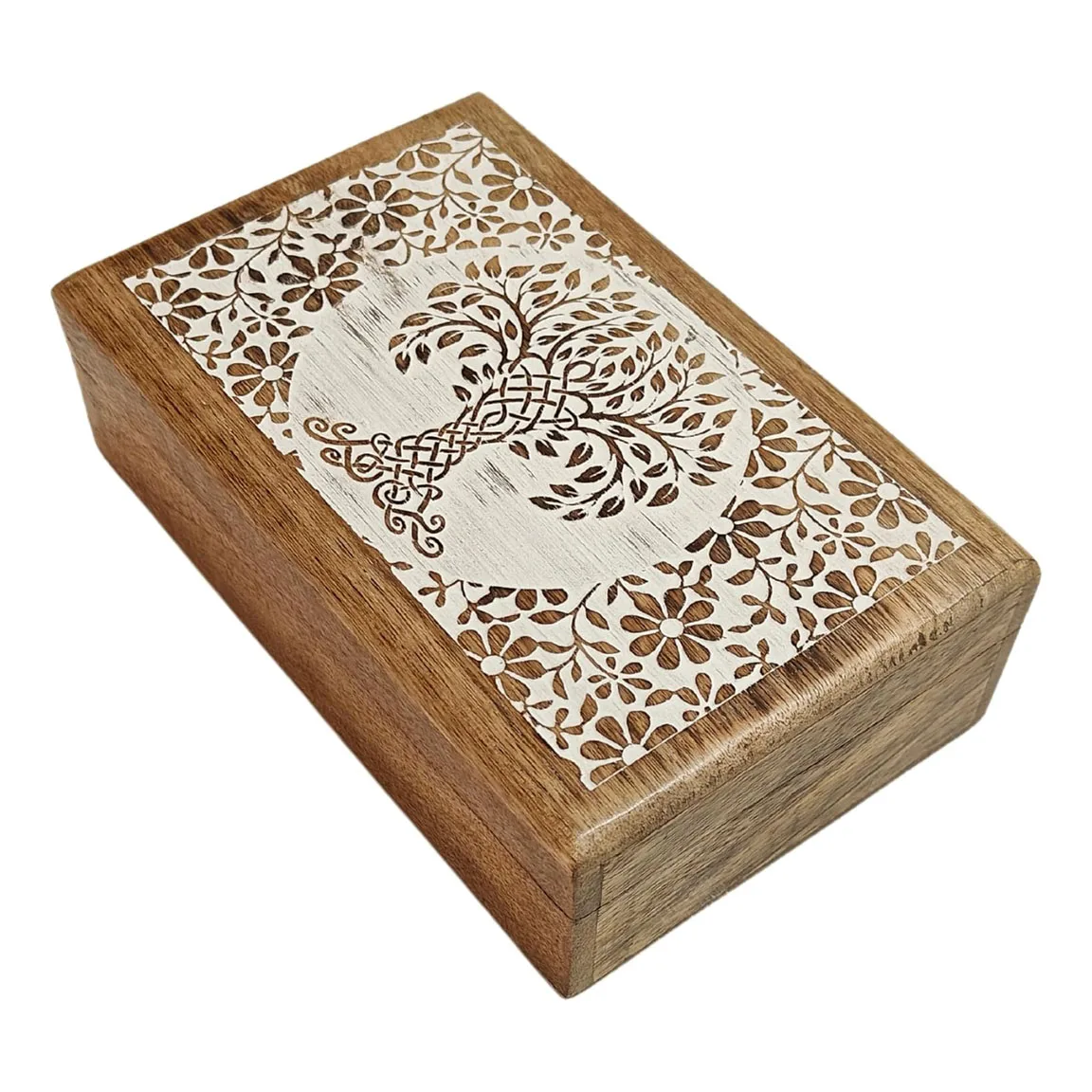 Top Selling Hand Carved Wooden Decorative Box Solid Mango Wood Box for Keepsake Storage, Multipurpose Use Direct Factory Supply
