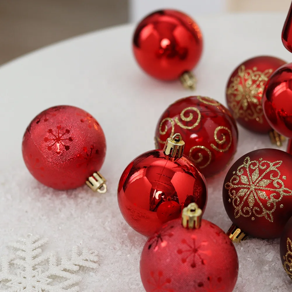 Hot sale 6cm Christmas ball set gold and red painted ball supplies for Christmas tree ornament Christmas decoration