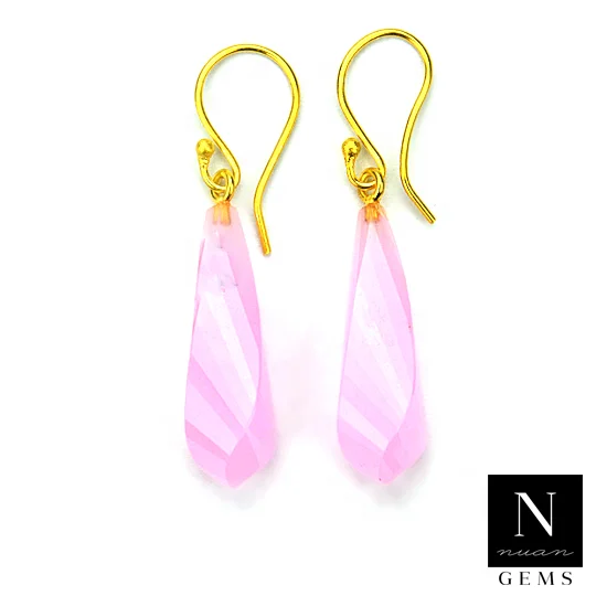 Wholesale Gold Plated Emerald Gemstone Drop 48x9 MM Dangle Charm Earrings