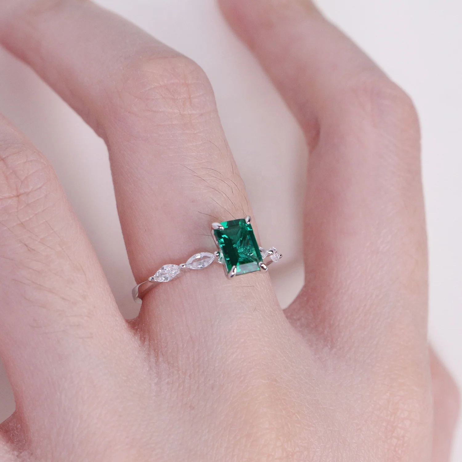 925 Sterling Silver Lab Created Emerald Minimalist Birthstone Jewelry Stackable Marquise Ring For Women 2022 Destiny Jewellery