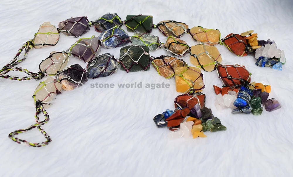  Натуральный 7 чакр необработанный камень подвеска для автомобиля Хрустальный драгоценный подвесное украшение дома