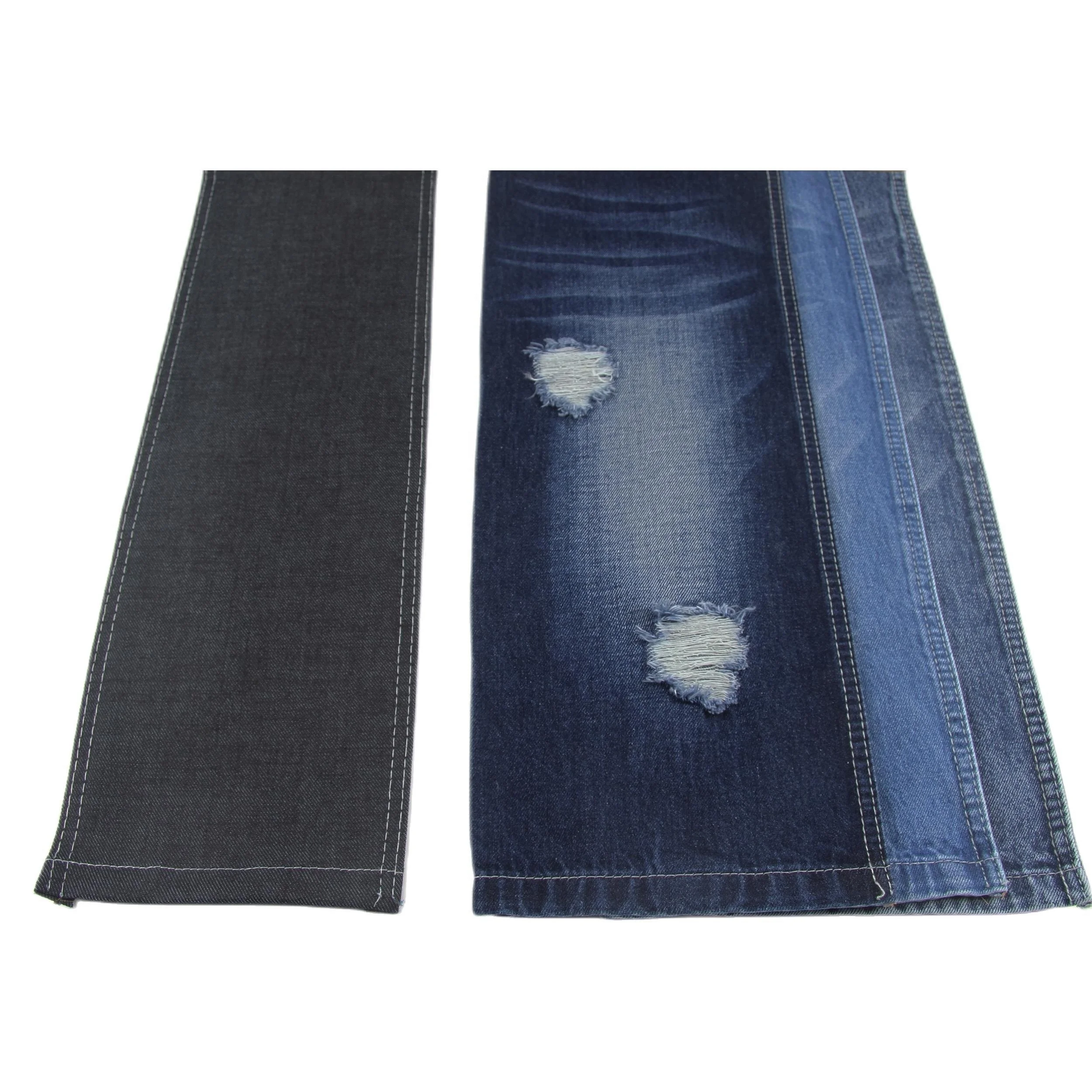 In stock wholesale stretch Soft Breathable black jean spandex denim fabric sale by rolls