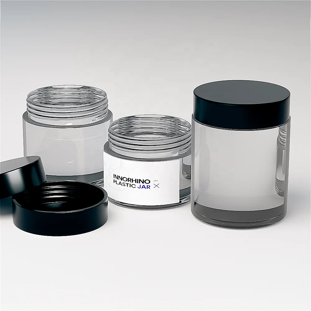 Food Grade HDPE PET Ball Shape Jar Empty Storage Container Round Clear Plastic Jars with Aluminum Lids INNORHINO