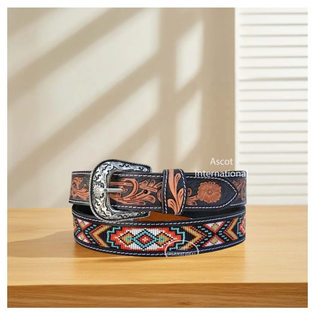 Wholesale rhinestone leather belt for men women cowboy style handmade fashion accessories