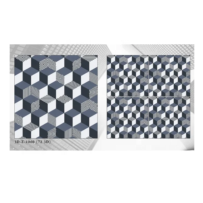 Negotiable Price Double Loading interior Digital Vitrified Porcelain 3D Cube Pattern Floor and Wall Tiles