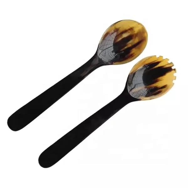 Hand Polished Buffalo Horn Salad Severs Vegetable Salad Spinner Simple Custom Tools Picture Style Family Color Feature Eco Set
