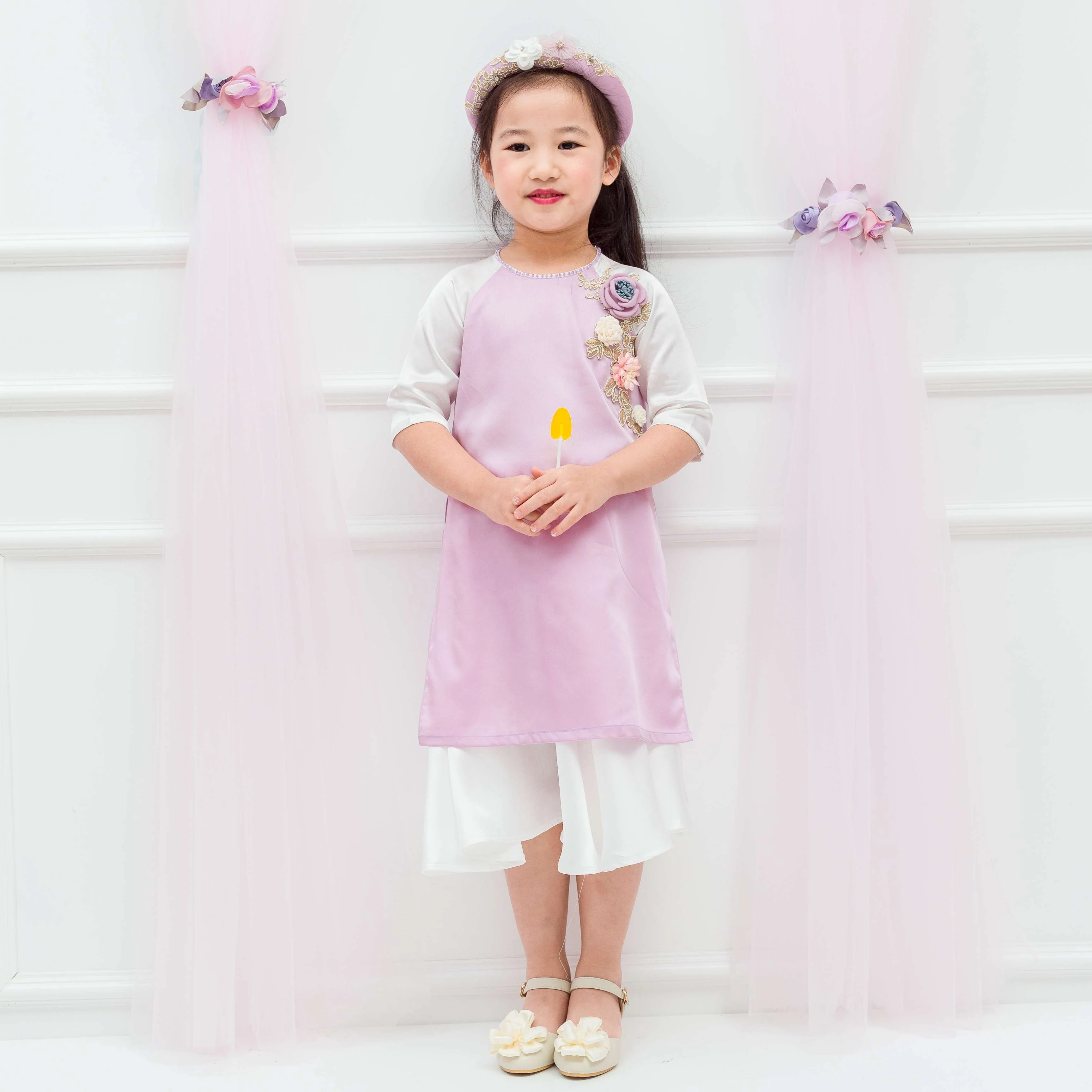 В аозай вьетнамские традиционный костюм для детей с новаторским стилем От 1 до 12 лет девочек