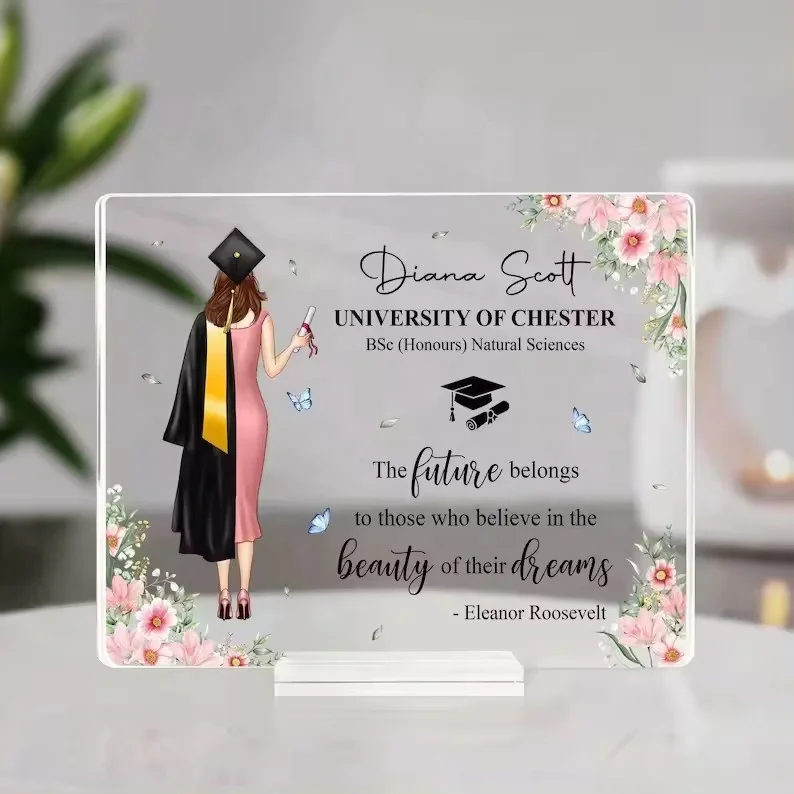 Personalized Graduation Plaque Sign, Congrats Grad Acrylic Plaque, New Graduate Gift, Graduation Class Of 2024.